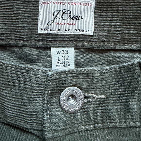 J. Crew Men’s 770 Straight Fit 5 Pocket Olive Stretch Corduroy Pant | Size 33x32 - Picture 10 of 16